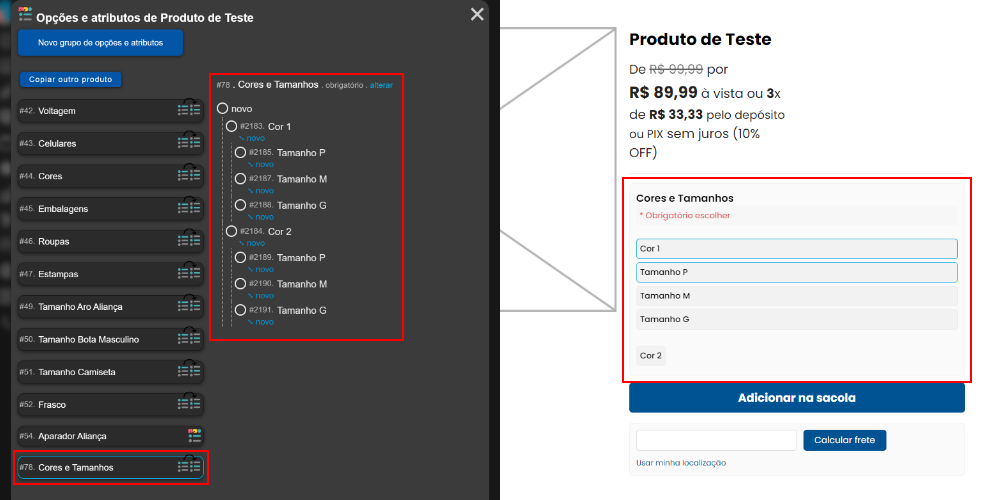 Utilizando Opções e Atributos - Variações 2 em 1